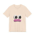 Sad Emoji Face T-Shirt — Cute Pink Pout Graphic Tee