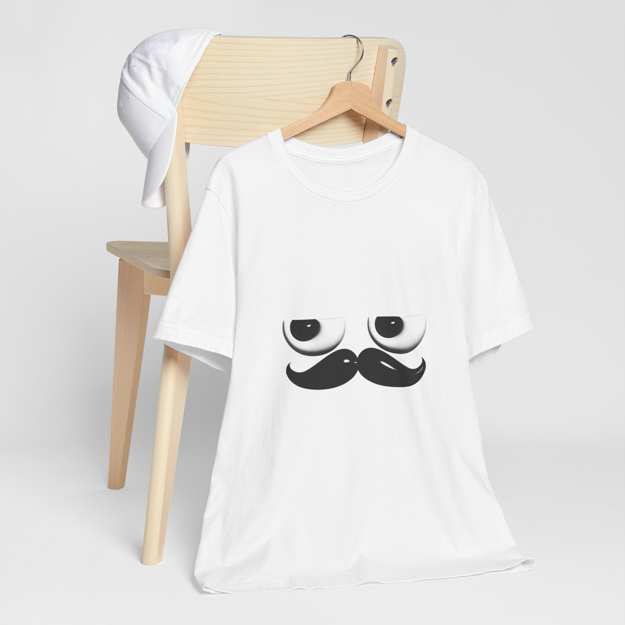 Funny Mustache Eyes T-Shirt – Minimalist Humor Emoji Face Graphic Tee