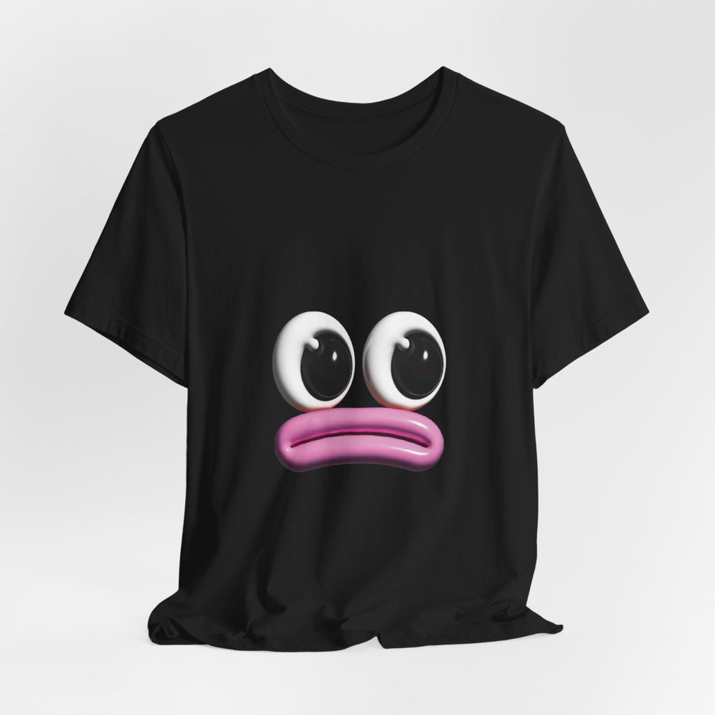 Sad Emoji Face T-Shirt — Cute Pink Pout Graphic Tee