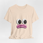 Sad Emoji Face T-Shirt — Cute Pink Pout Graphic Tee