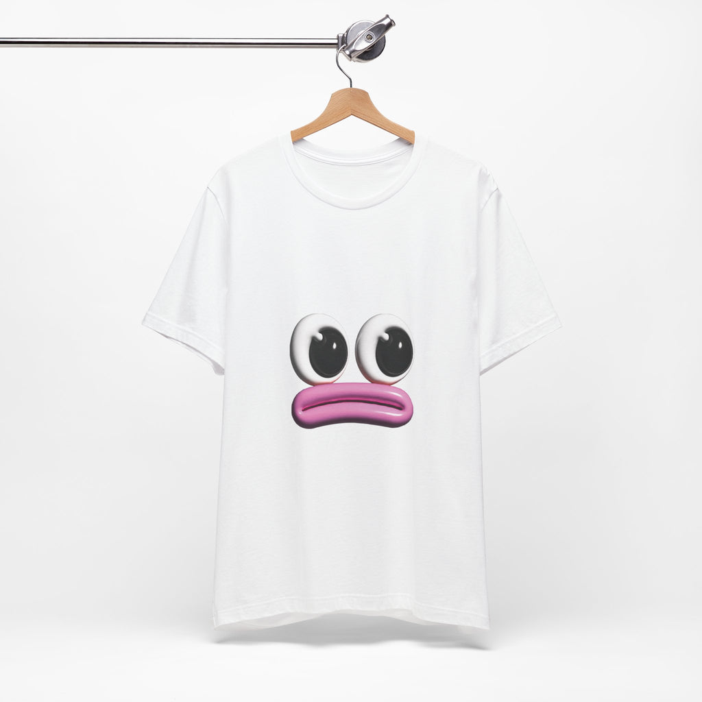 Sad Emoji Face T-Shirt — Cute Pink Pout Graphic Tee