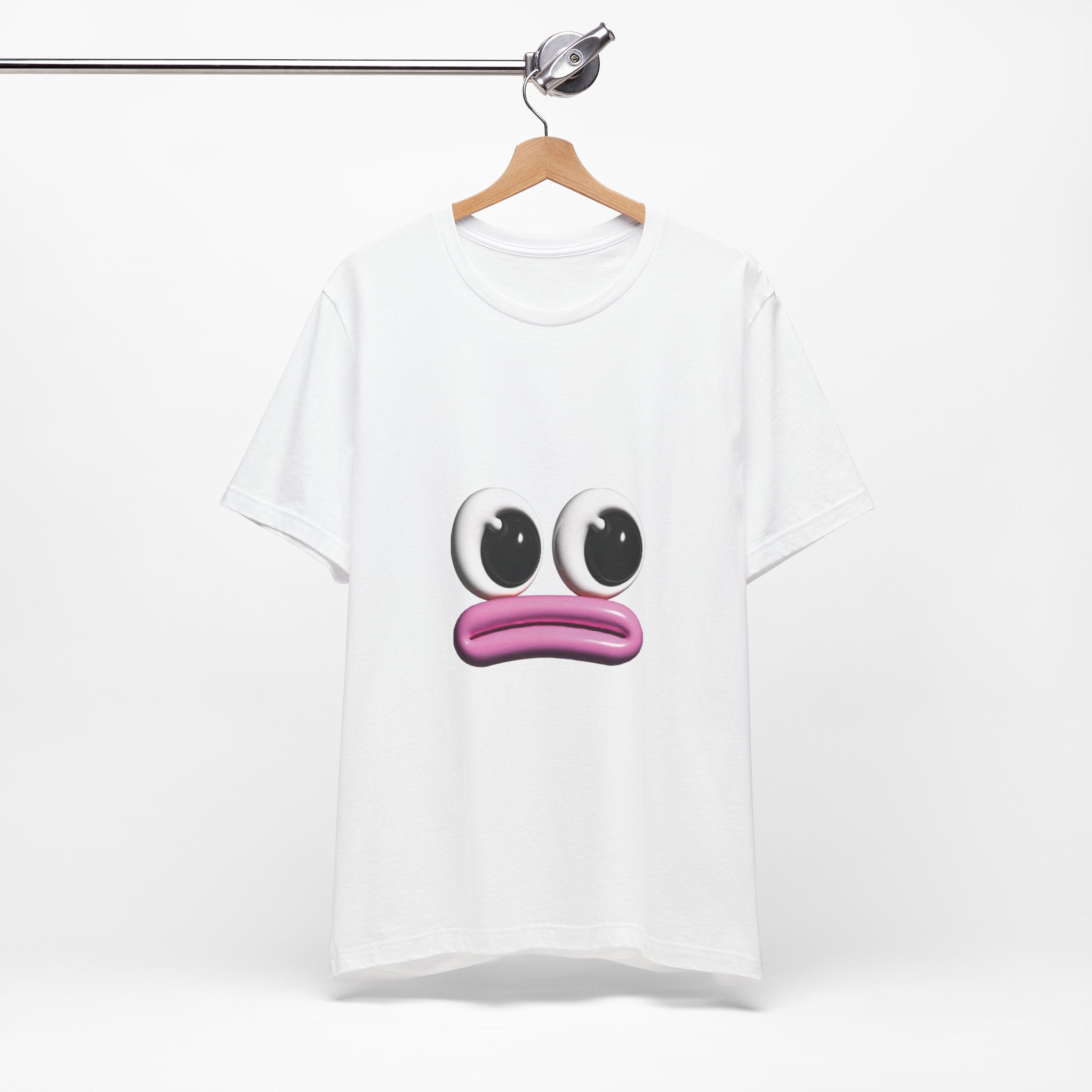 Sad Emoji Face T-Shirt — Cute Pink Pout Graphic Tee