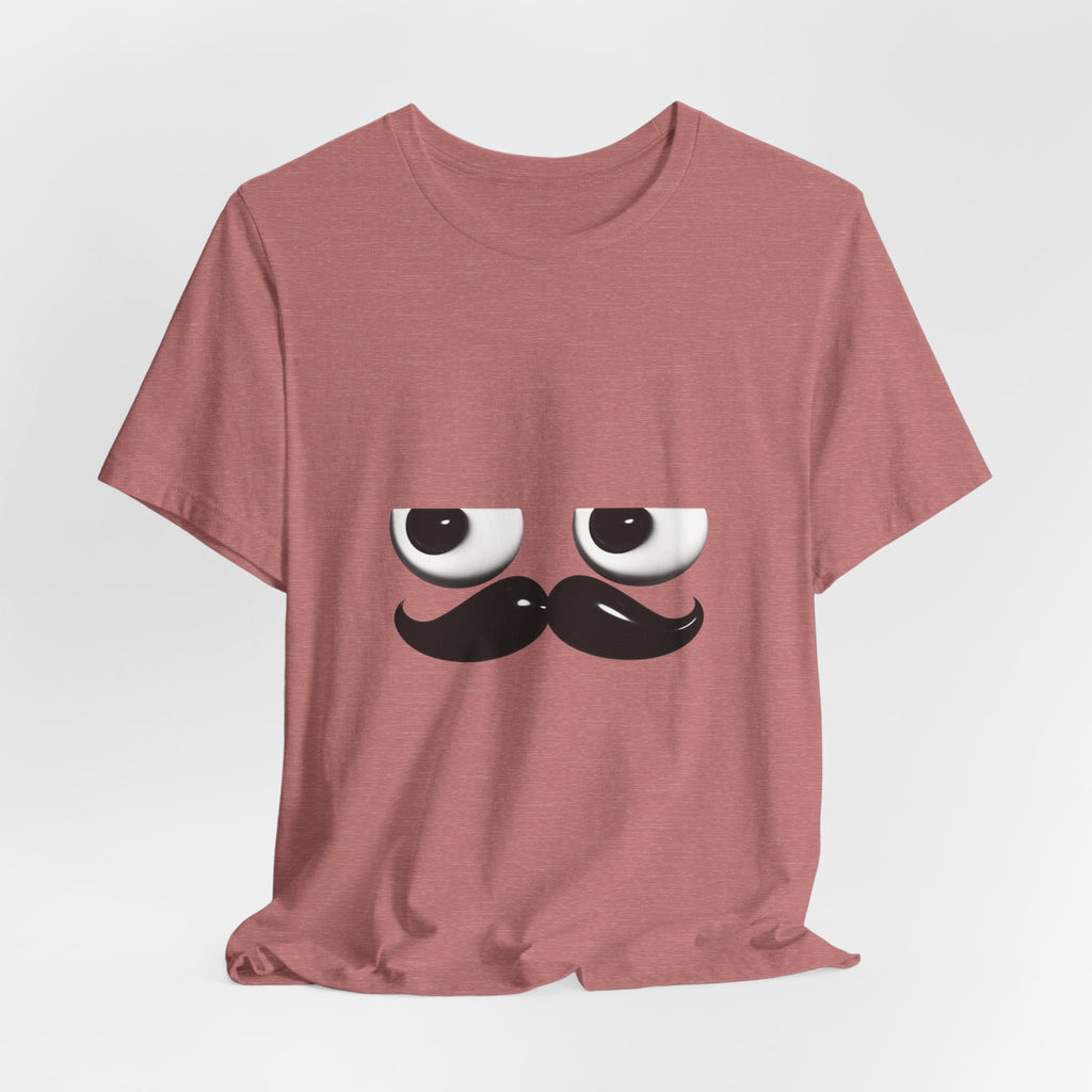 Funny Mustache Eyes T-Shirt – Minimalist Humor Emoji Face Graphic Tee