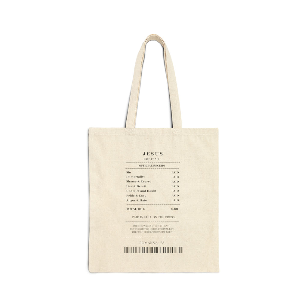 Canvas Tote Bag — Minimalist 'Jesus Tracklist' Scripture Tote (Eco-Friendly Everyday Bag)