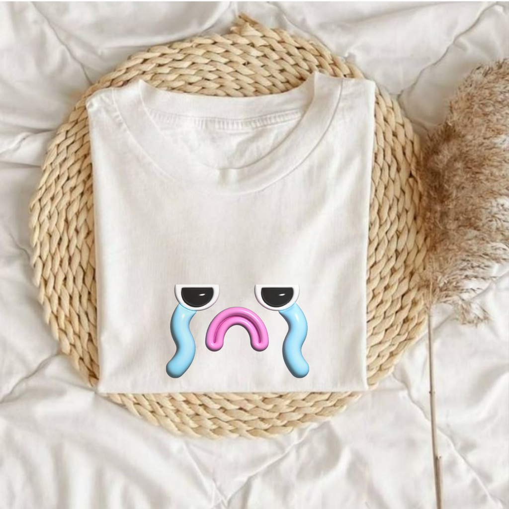 Sad but cute Emoji Face T-Shirt — Minimal Relatable Aesthetic Graphic Tee