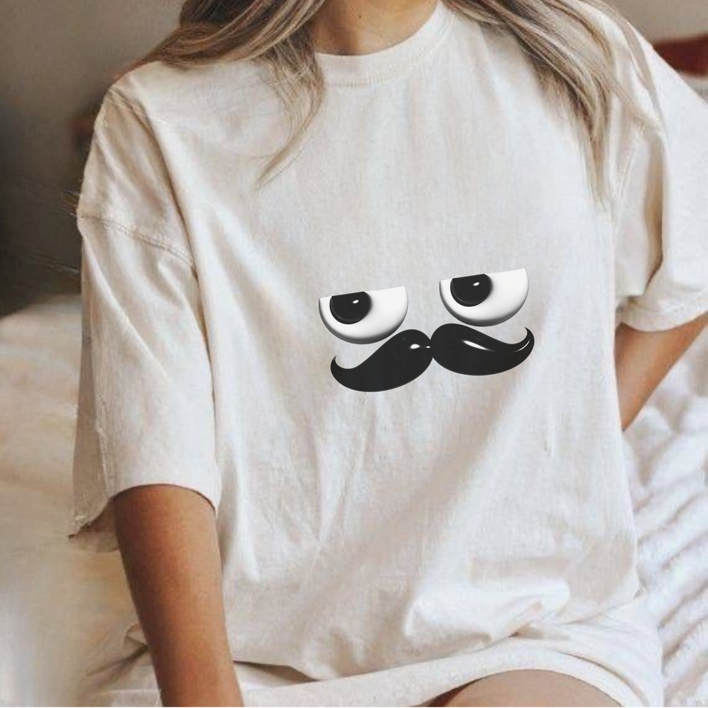 Funny Mustache Eyes T-Shirt – Minimalist Humor Emoji Face Graphic Tee
