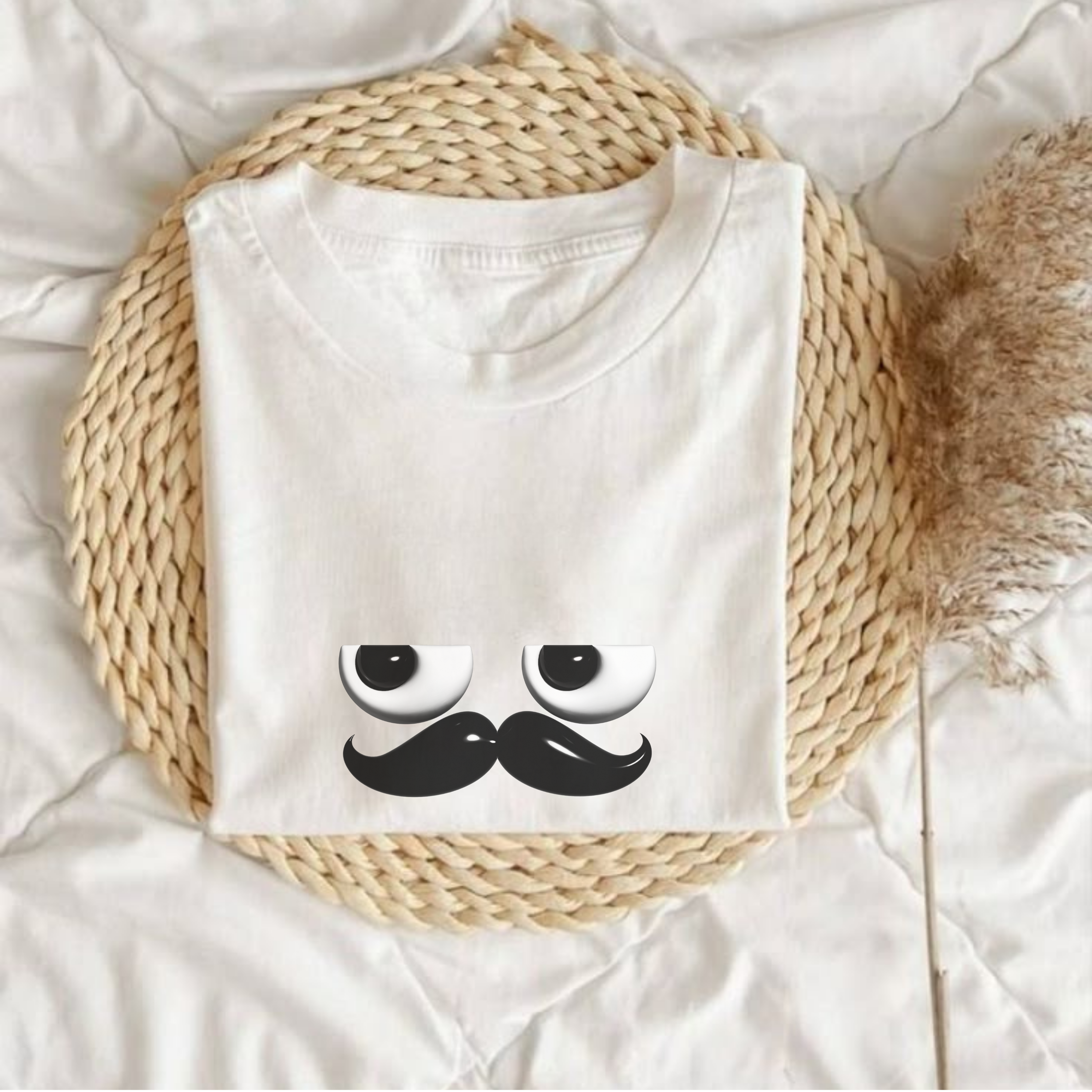 Funny Mustache Eyes T-Shirt – Minimalist Humor Emoji Face Graphic Tee