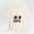 Sad Emoji Face T-Shirt — Cute Pink Pout Graphic Tee