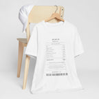 Jesus Receipt  Minimal T-Shirt — Faith-Based Scripture Tee (Romans 5:8)