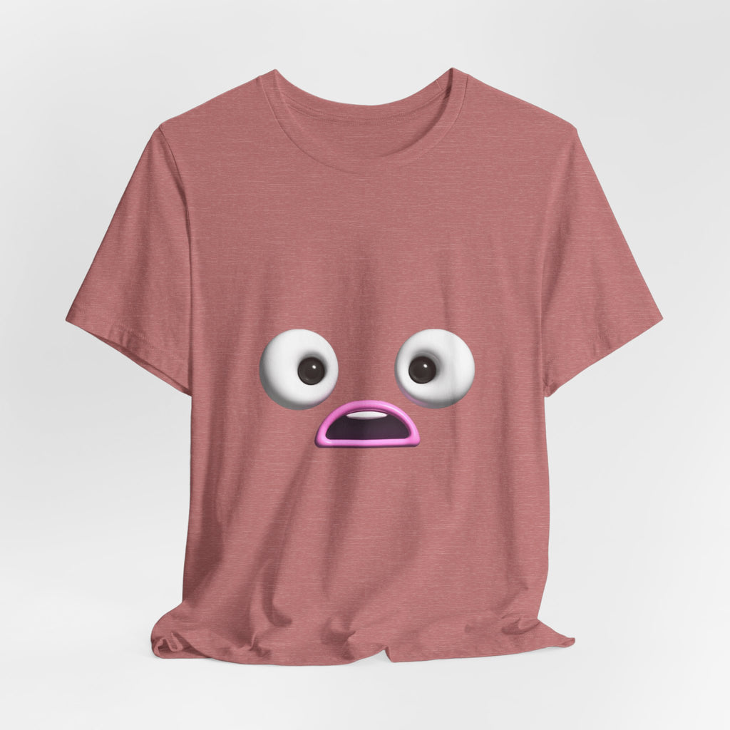Shocked Face Expression Emoji Face Cute T-Shirt — Funny Minimal Mood Graphic Tee