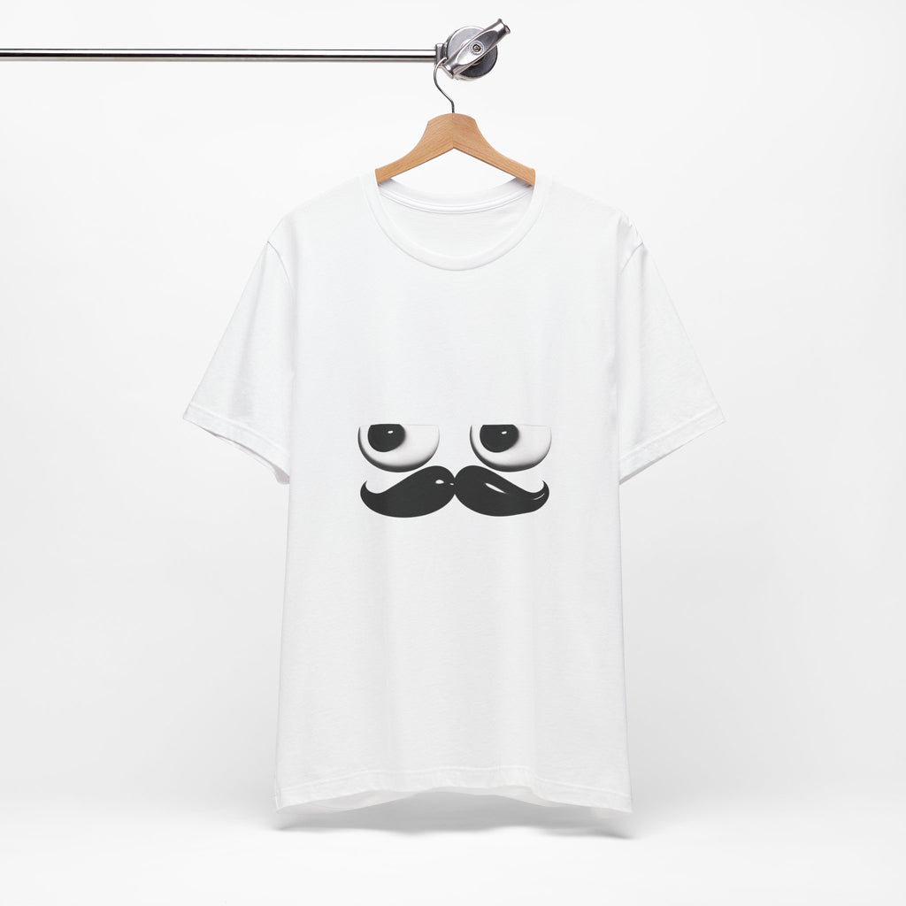 Funny Mustache Eyes T-Shirt – Minimalist Humor Emoji Face Graphic Tee