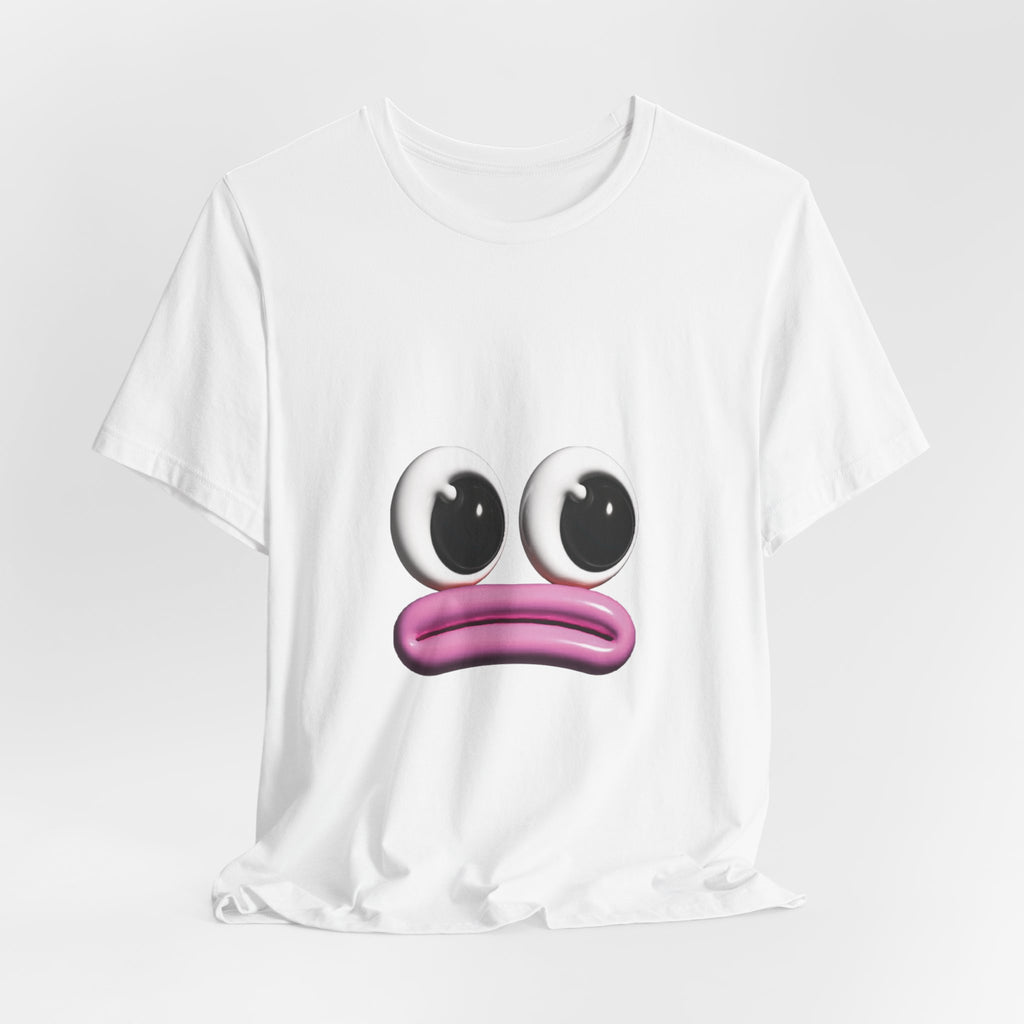 Sad Emoji Face T-Shirt — Cute Pink Pout Graphic Tee