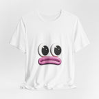 Sad Emoji Face T-Shirt — Cute Pink Pout Graphic Tee