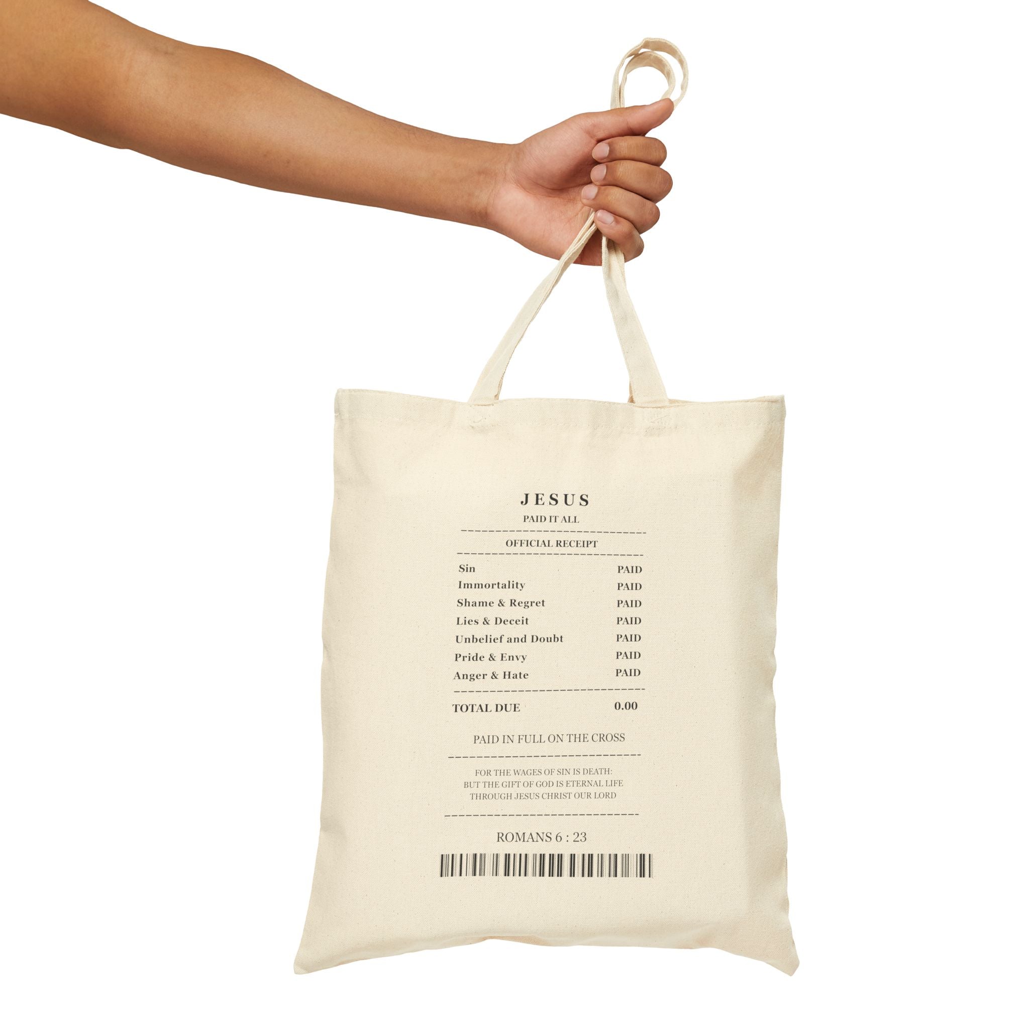 Canvas Tote Bag — Minimalist 'Jesus Tracklist' Scripture Tote (Eco-Friendly Everyday Bag)