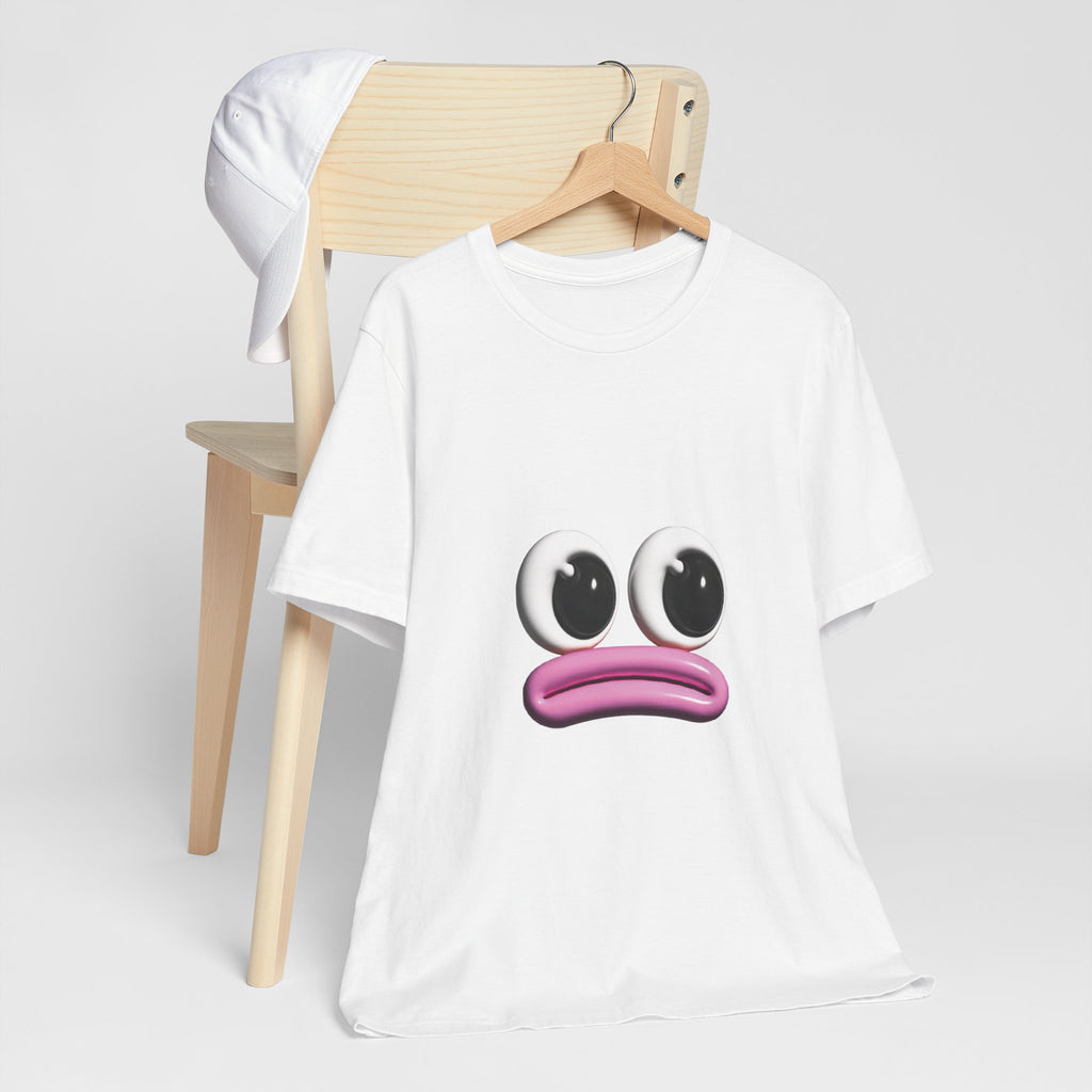 Sad Emoji Face T-Shirt — Cute Pink Pout Graphic Tee