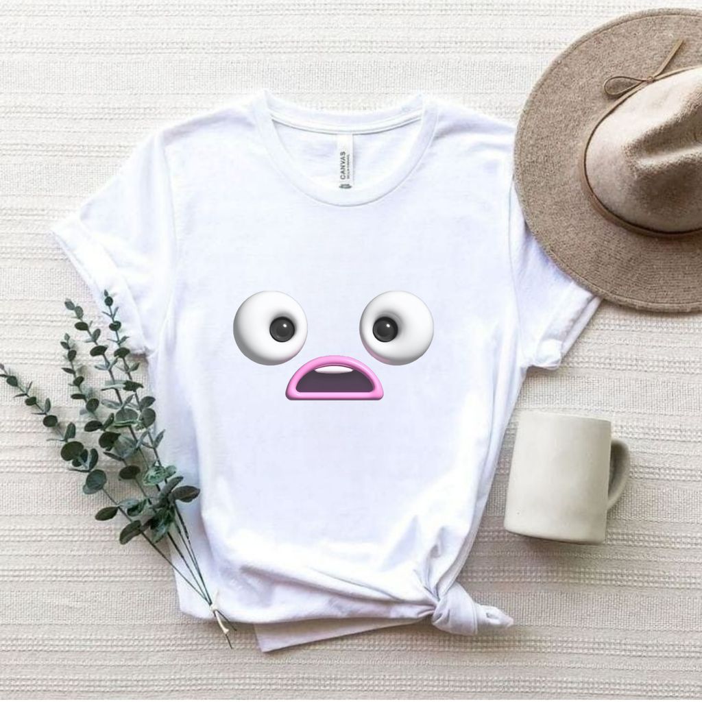 https://word-today.myshopify.com › products › shocked-face-expression-emoji-face-cute-t-shirt-funny-minimal-mood-graphic-tee